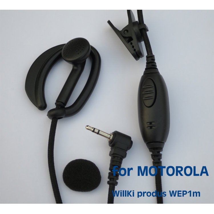 Motorola 對講機耳咪 兩用型-耳掛式及耳筒基本型耳塞 中軟粗線3mm 大按鍵 線芯內特加尼龍索帶耐用 不纏線設計