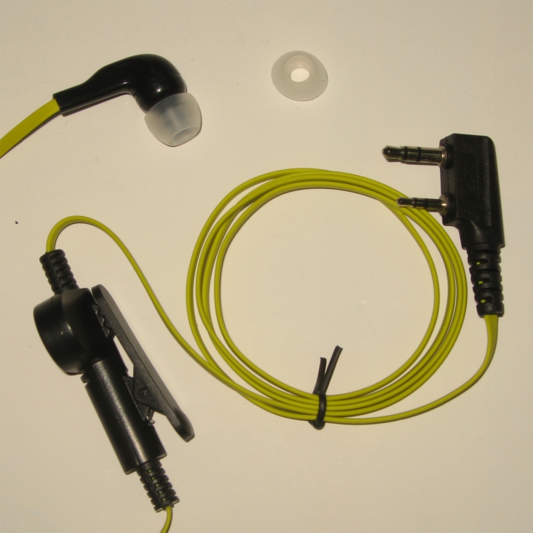 綠 K2 對講機耳機  入耳型耳塞 中軟粗線3mm 長按鍵 不纏線設計