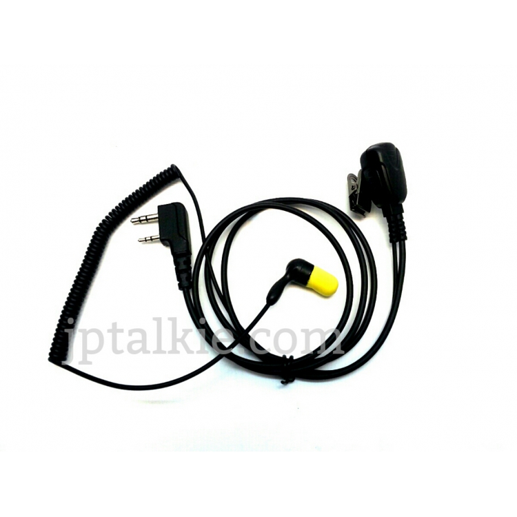 K2 對講機耳機 隔音入耳型耳塞 中軟粗線3mm 大按鍵 螺旋彈簧線 不纏線設計