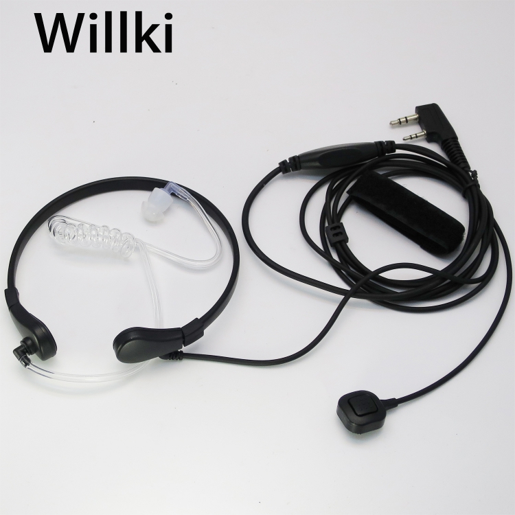 K2 對講機耳機 真空管G4透明耳塞 透明軟膠耳塞,喉震式傳音咪 專業款 中軟粗線3mm 行車按鍵 線芯內特加尼龍索帶増強耐用