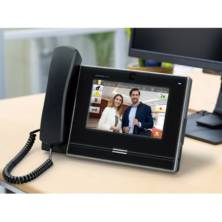 日本AiPhone IP Video聽筒式視像對講, 辦公室室內主機 開門按鈕 客服櫃檯對講系統, 音質清晰無雜訊 安裝簡便操作容易 7吋液晶顯示 有線對講機